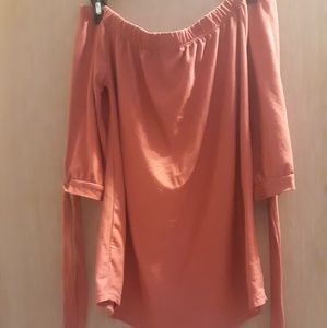 Blush Colored Off The Shoulder Shirt